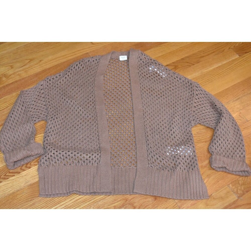 NWT Abercrombie & Fitch Mesh Stitch Non Closure Knit Cardigan Size Large Brown